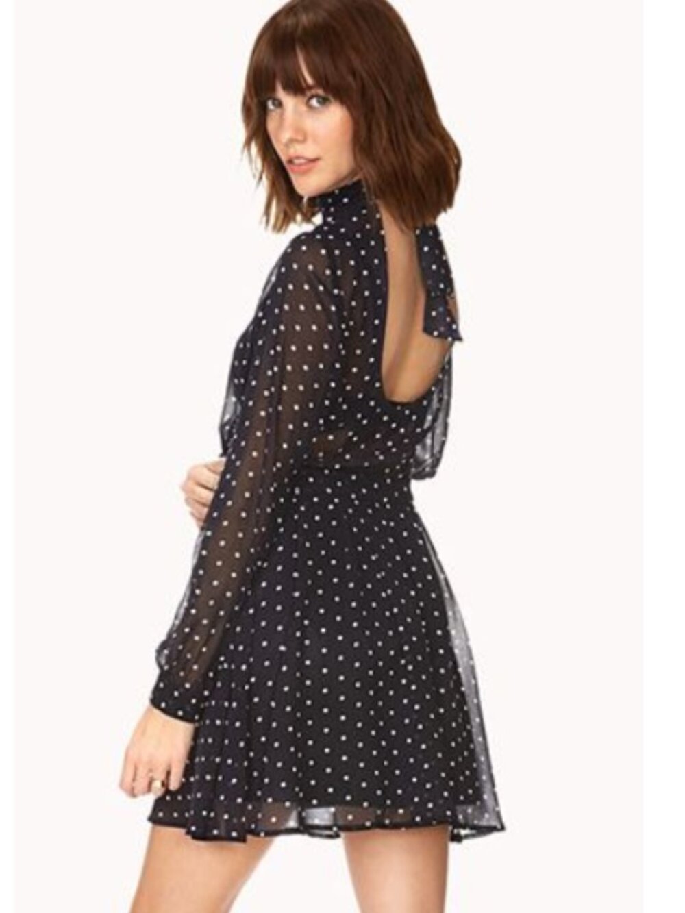 😎😎😎🎉NWT🎉Forever 21 Navy/White Polka Dot Low Back Dress
